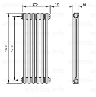 Arbonia трубчатый Радиатор 294x1800 боковое подключение