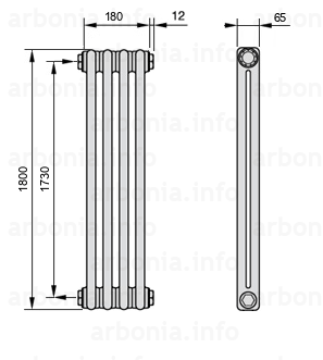 Arbonia трубчатый Радиатор 204x1800 боковое подключение
